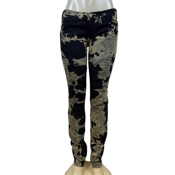Current/Elliott Womens Black/Brown Cotton Elastane Tie-Dye Skinny Jeans Size 28 - Picture 1 of 11